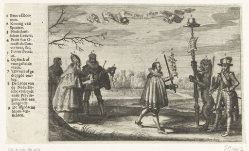 Allegory on the rejection of the peace proposals made by Peckius on behalf of the Spanish king, 1621