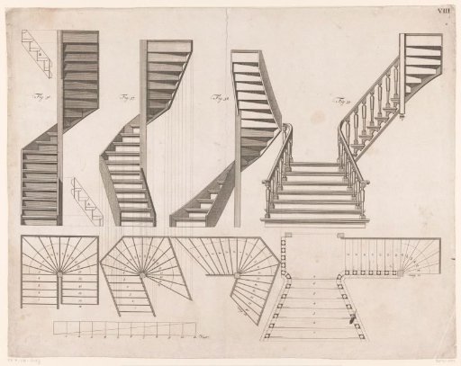 Technical drawings of staircases