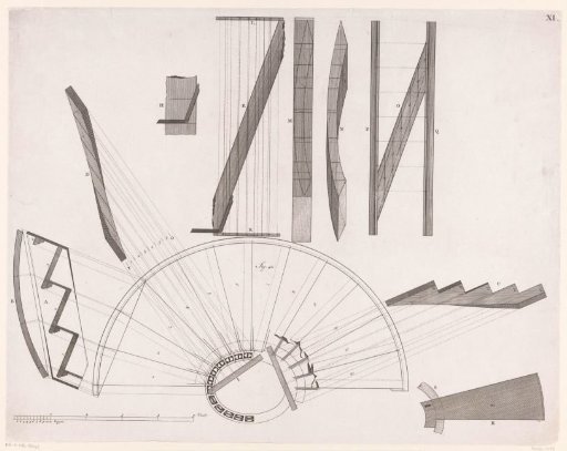 Technical drawings of a staircase