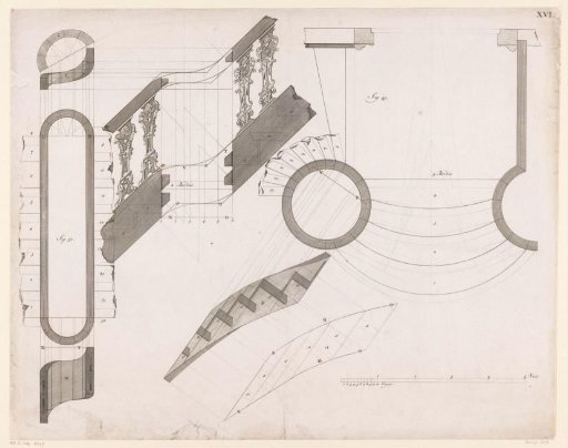 Technical drawings of staircases