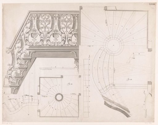 Technical drawings of a staircase