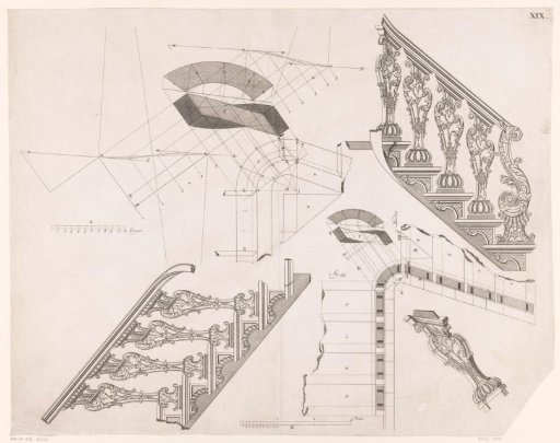 Technical drawings of a staircase