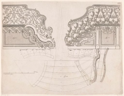 Technical drawings of a staircase