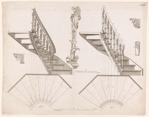 Technical drawings of staircases