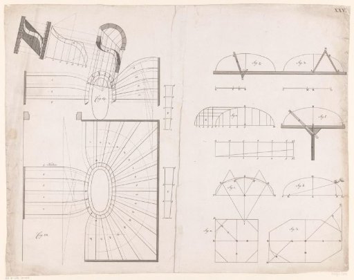 Technical drawings of staircases