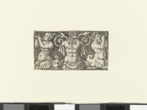 Friese with breastplate between a nereid (left) and a triton (right)