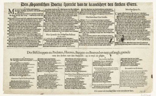 Text sheet accompanying the satirical print on the fall of Frederick, Count Palatine of Bohemia, 1622