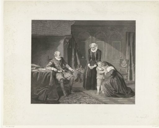 The mother, wife, and son of Reinier van Oldenbarnevelt begging Maurice for mercy, 1623