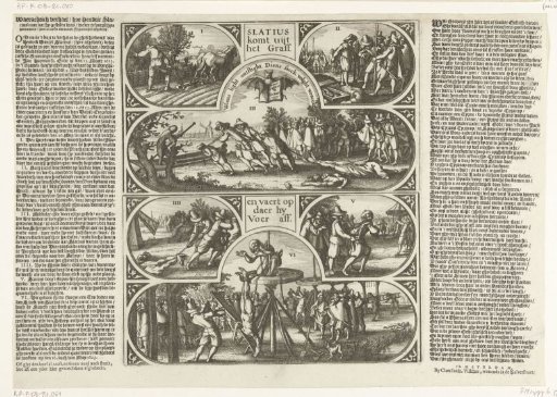 Discovery, dragging away, and re-hanging of the body parts of Slatius, Coorenwinder, and Gerrits, 1623