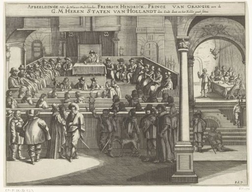 Frederick Henry takes the oath as Stadtholder and takes his seat in the States of Holland, 1625.