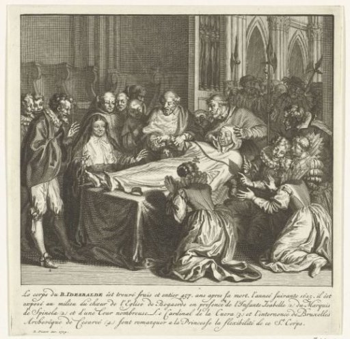 Corpse of the Blessed Idesbald, uncorrupted, on display, 1625