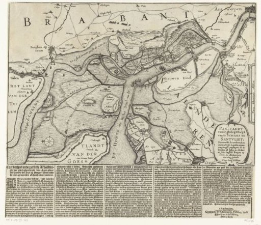 Map showing the construction of the Spanish fort at Zandvliet, 1627