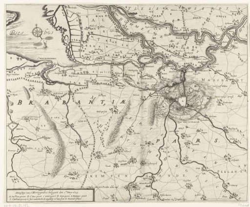 Map with the siege of 's-Hertogenbosch by Frederick Henry, 1629