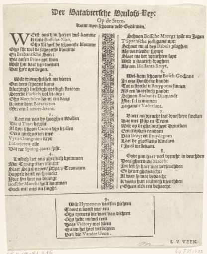 Song in honor of the capture of 's-Hertogenbosch by Frederick Henry, 1629