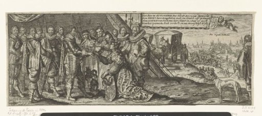 The City Maiden of 's-Hertogenbosch hands over the keys of the city to Frederick Henry, 1629