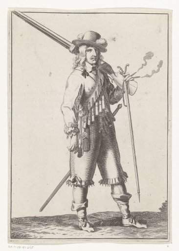 Soldier Carrying His Musket on His Left Shoulder and Holding His Fork in His Left Hand, ca. 1645
