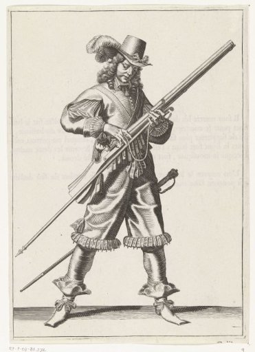 Soldier shaping the match on the cock of his musket, ca. 1645