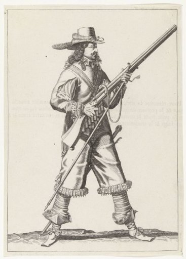 Soldier placing his fork under his musket, ca. 1645