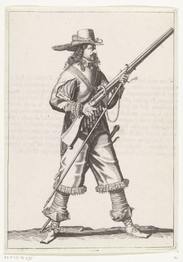 Soldier placing his fork under his musket, ca. 1645