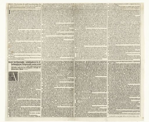 Text sheet accompanying the map of Maastricht besieged by Frederick Henry, 1632