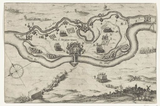 Stevensweert with the fortifications built by the Spaniards, 1633