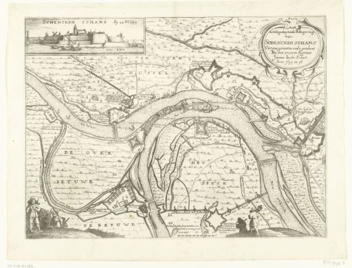 Map with the siege and capture of Schenkenschans by Frederick Henry, 1635-1636