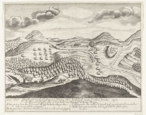 Landscape with the order of battle of the troops before the fight against the Spanish troops in Brazil, 1636