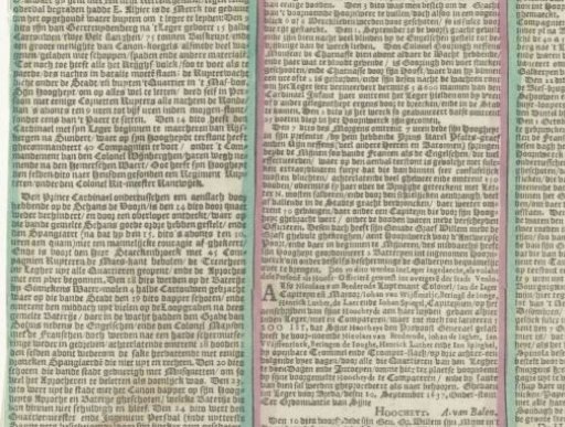Text page for the map of the siege of Breda (right half), 1637