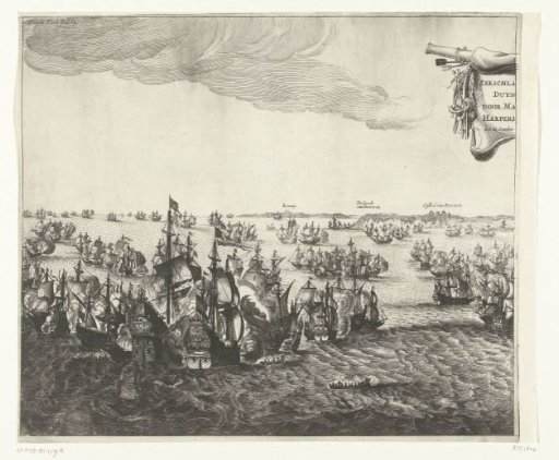 Naval battle of Duins (left plate), 1639