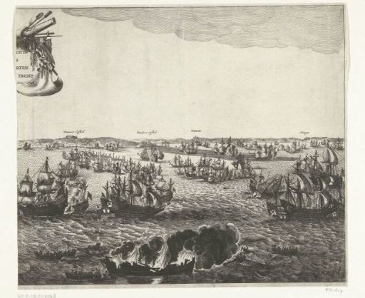 Naval battle of Duins (right plate), 1639