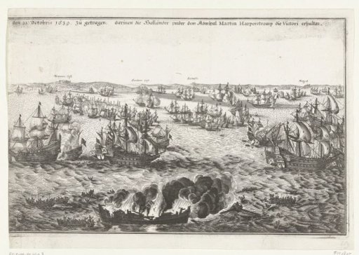 Naval battle of Duins (right plate), 1639