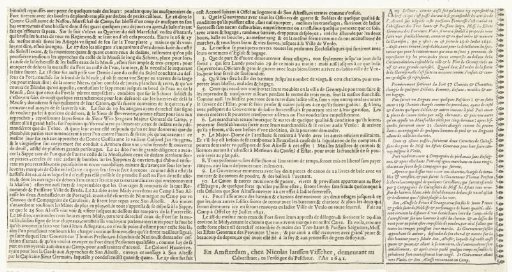 Map of the Siege of the House at Gennep (text sheet continuation), 1641