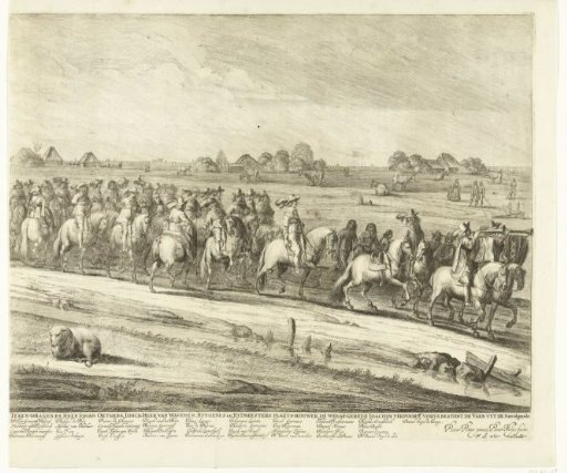 Procession of the Civic Guard along the Haarlemmer Trekvaart during the Entry of Queen Henrietta Maria into Amsterdam, 1642 (Right Sheet)