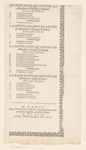Text sheet accompanying the map of the siege of Thionville, 1643