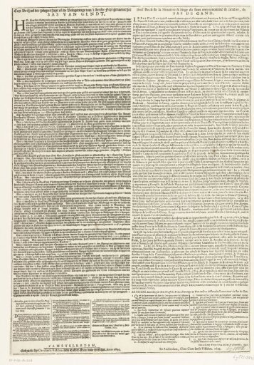 Text sheet accompanying a later edition of the map of the Siege of Sas van Gent, 1644