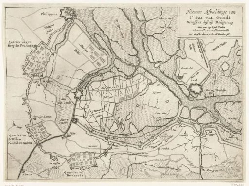 Map of the siege and capture of Sas van Gent, 1644