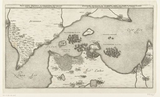 Map of the naval battle between the Swedish and Danish fleets in the Belt, 1644