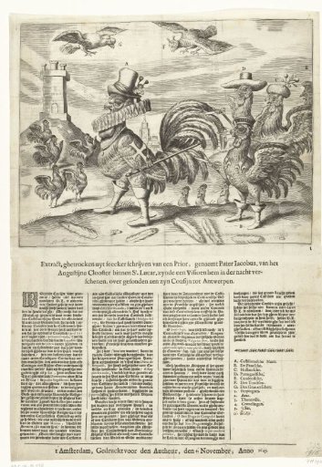 Satirical print on the Spanish rooster, 1645