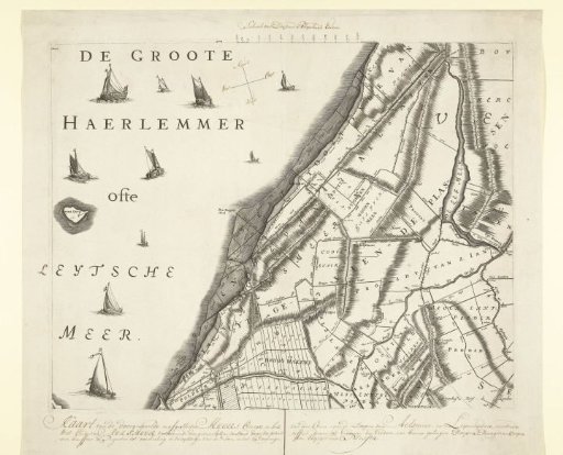 Map with the old shores of the Haarlemmermeer, ca. 1770