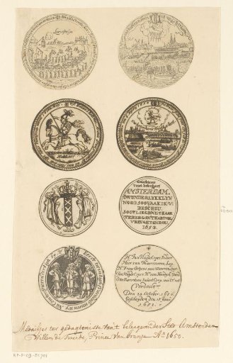 Four medals on the siege of Amsterdam by William II, 1650