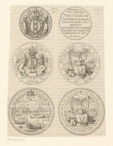 Three medals on the siege of Amsterdam by William II, 1650