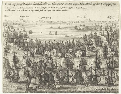 Naval engagements off the Dutch coast between the States' fleet under Tromp and the English fleet under Monck, 1653