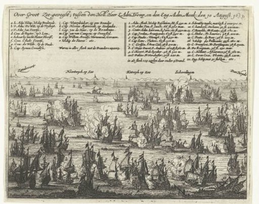 Naval battle at Terheide between the States' fleet under Tromp and the English fleet under Monck, 1653