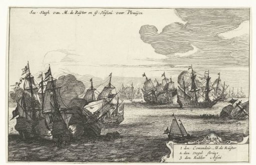Naval battle at Plymouth between the States' fleet under Michiel Adriaenszoon de Ruyter and the English fleet under Ayscue, 1652