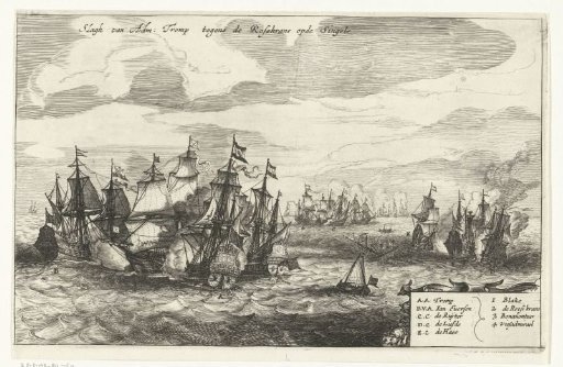 Naval battle at Dungeness between the States' fleet under Tromp and the English fleet under Blake, 1652
