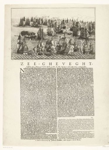 Naval battle at Dungeness between the States fleet under Tromp and the English fleet under Blake, 1652