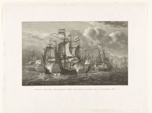Naval battle at Dungeness between the States fleet under Tromp and the English fleet under Blake, 1652