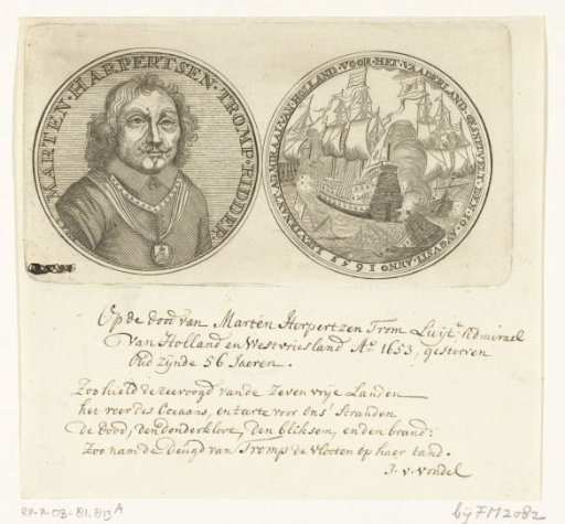 Medal in honor of Maarten Tromp, fallen in the Naval Battle at Terheide, 1653