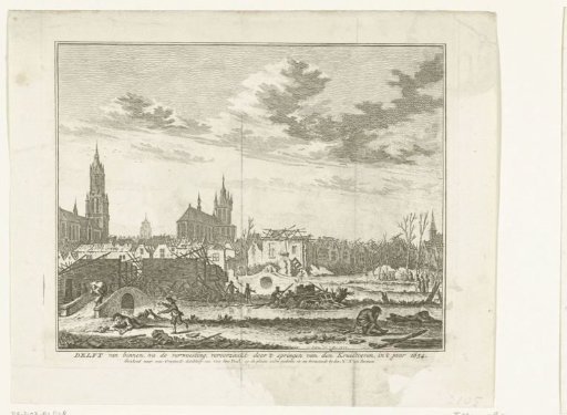 The devastation in Delft after the explosion of the gunpowder magazine on 12 October 1654