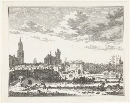 The devastation in Delft after the explosion of the gunpowder magazine on 12 October 1654